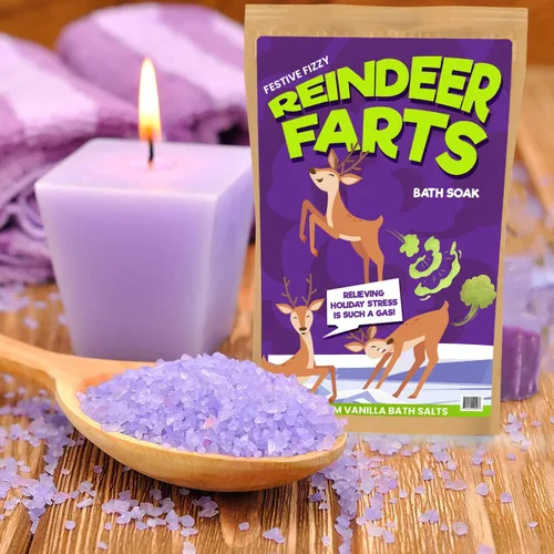 Vista 6 de Reindeer Fizzing Bath Soak - Regalo único de broma navideña para niños - Divertidos regalos de baño de Navidad para adolescentes, sales de baño