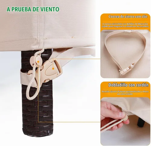 Vista 6 de F&J Outdoors Funda impermeable resistente a los rayos UV, respaldo alto, 4 sillas apilables, 27 pulgadas de ancho x 34 pulgadas de profundidad x 41