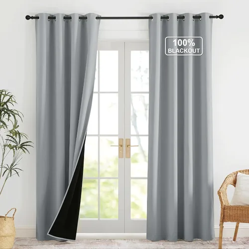 Vista 62 de NICETOWN Cortinas 100% Opacas Cortas de 36 Pulgadas de Largo para Dormitorio, Privacidad Aislamiento Térmico con Ojales Cortinas de Ventana