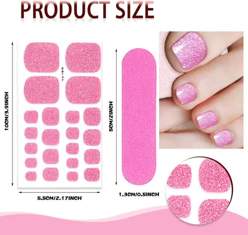Vista 5 de 8 hojas de tiras de uñas de gel de color sólido, calcomanías autoadhesivas para uñas de los pies, exquisitas calcomanías de envoltura completa
