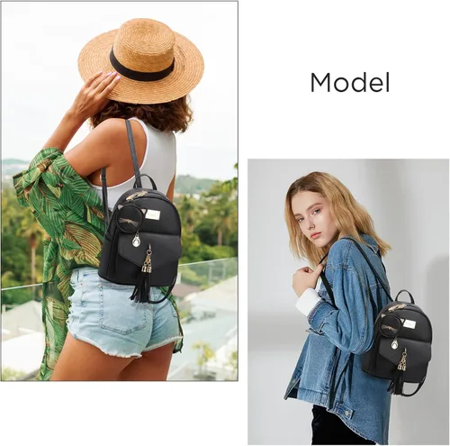 Vista 8 de I IHAYNER Mochila de moda para niñas, mini monedero, mochila pequeña de cuero para adolescentes, niñas con monedero