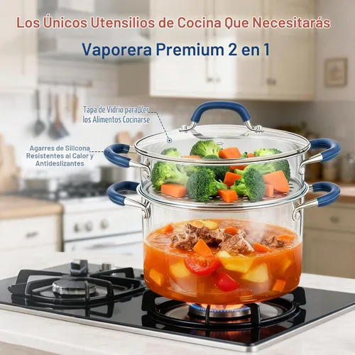 Vista 7 de ARC - Olla de acero inoxidable de 6 cuartos con cesta de vapor, lista para inducción