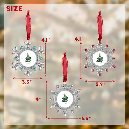Vista 3 de GUOER Adornos de Marco de Fotos de Copo de Nieve para Árbol de Navidad, Regalo Conmemorativo de Vacaciones, Decoración del Hogar, Decoraciones
