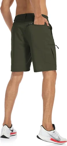 Vista 2 de Flewolch Pantalones cortos de senderismo para hombre, de secado rápido, para viajes al aire libre, con múltiples bolsillos