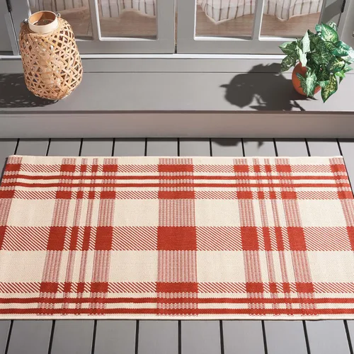 Vista 32 de SAFAVIEH Alfombra Lavable para Exteriores Colección Courtyard - 2'3" x 4', Beige y Azul, Patrón a Cuadros, No Desprende Pelusa y Fácil Limpieza