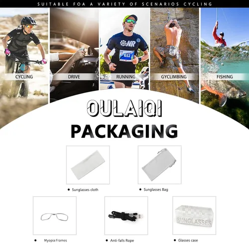 Vista 6 de OULAIQI Gafas de sol de ciclismo para hombres y mujeres, lentes de sol de béisbol juveniles, diseño ligero, protección UV400, gafas deportivas
