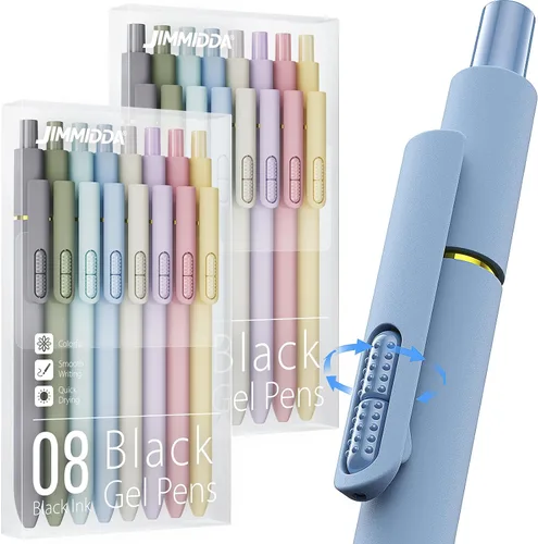 Vista 10 de 16 bolígrafos de gel negros - 0.7mm de punta media, bolígrafos de tinta negra Escritura suave - Bolígrafo retráctil de secado rápido para hombres