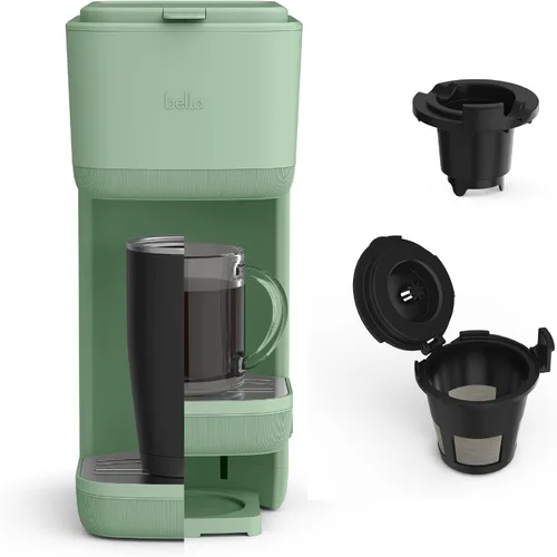 Vista 12 de BELLA Cafetera individual, para cápsulas K-Cup y café molido, bandeja de goteo ajustable y removible, apagado automático y accesorios aptos