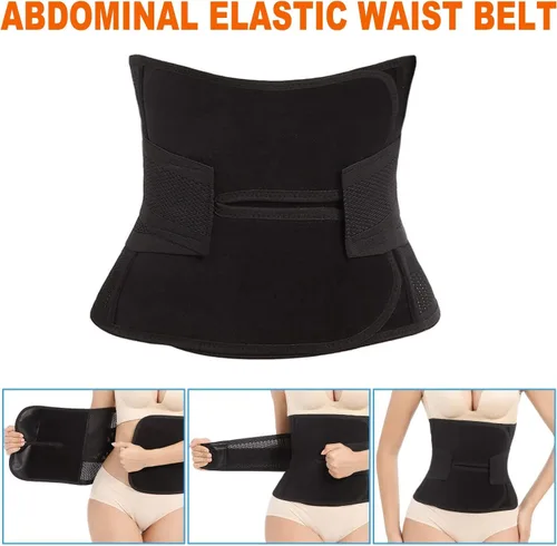 Vista 6 de Banda posparto para el vientre, sección C, faja abdominal poscirugía, faja posparto esencial para abdominoplastia, entrenador de cintura negro
