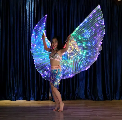 Vista 8 de Alas LED Isis que brillan iluminan disfraces de carnaval, Halloween, disfraces de alas de mariposa con palos telescópicos