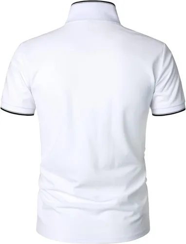 Vista 3 de HOOD CREW Polo para hombre, diseño básico, informal, con cuello en V