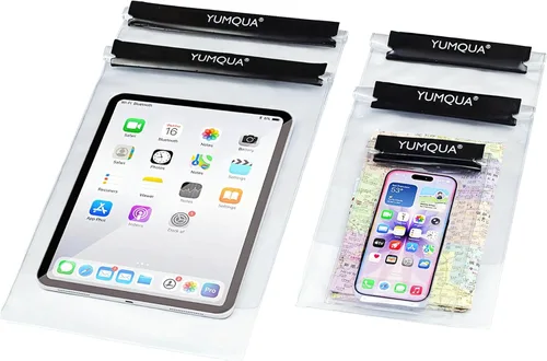 Vista 9 de YUMQUA Bolsa impermeable transparente, bolsa impermeable para documentos, soporte para pasaporte, funda hermética para mapas, bolsa impermeable a