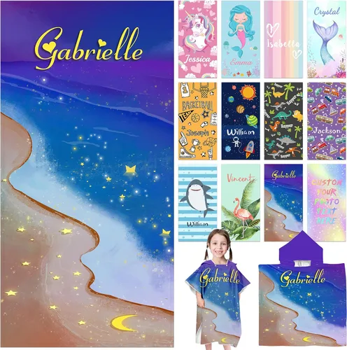 Vista 29 de Toallas de playa personalizadas para niños, toallas de playa personalizadas con nombres, regalos personalizados para niños pequeños, niñas