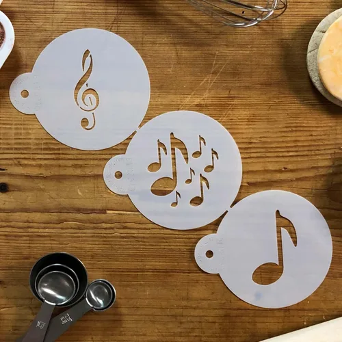 Vista 3 de Designer Stencils Musical Cookies Stencil, Beige/Semi-Transparent