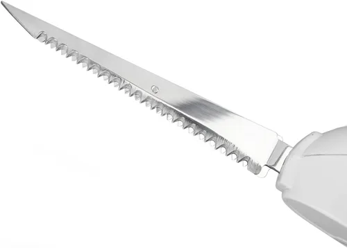 Vista 8 de Cuchillo eléctrico para carne, sin cable, funciona con pilas, cuchillo para tallar pavos de acero inoxidable, cuchillo de filete eléctrico
