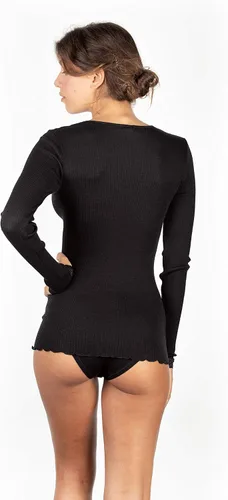 Vista 3 de EGI - Camiseta de manga larga de seda de lana de lujo con ribete de encaje, fabricado en Italia.
