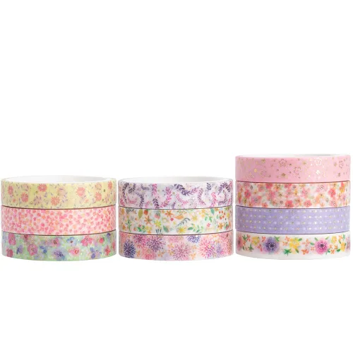Vista 3 de YUBBAEX Juego de 10 rollos de cinta washi brillante, 8 mm de ancho, de lámina dorada decorativa para álbumes de recortes, planificador, manualidades