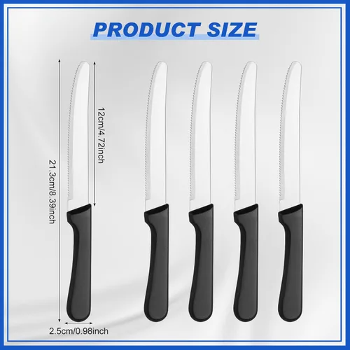 Vista 2 de Zhehao 100 cuchillos de carne de 8.39 pulgadas, cuchillo de hoja dentada redondeada de acero inoxidable con mango de plástico para cocina