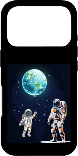 Vista 30 de Astronauts in Space Parent & Child in spacesuits with Planet Case for iPhone 16