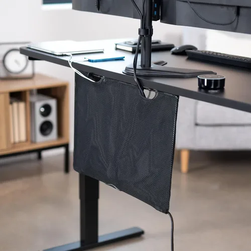 Vista 2 de VIVO Negro 24 pulgadas Manga de organización y gestión de cables debajo del escritorio con privacidad, sistema de panel de kit ocultador de cables