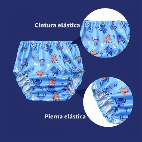 Vista 5 de BISENKID Paquete de 6 fundas impermeables de plástico para ropa interior para entrenamiento de orinal y buen elástico para ropa interior de plástico