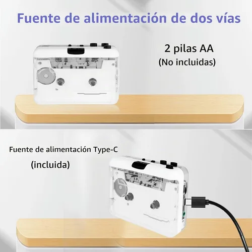 Vista 9 de Reproductor de casete - Convertidor de cassette a MP3 con software de convertidor de cinta, reproductor de cinta de casete estéreo transparente