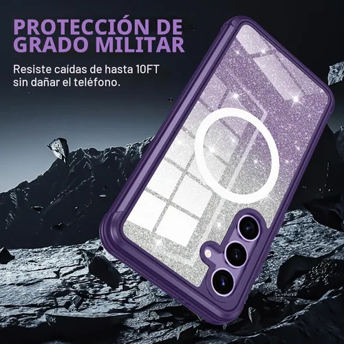 Vista 5 de Hekodonk Funda con Purpurina para Samsung Galaxy S24 Plus, Compatible con MagSafe