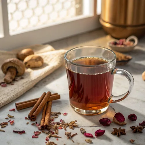Vista 3 de Teeccino Lion’s Mane Rhodiola Café alternativo de setas adaptogénicas - Rosa - Café de setas herbal con sabor a mane de león y rhodiola, tostado