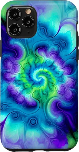 Vista 29 de Tie Dye Colorido Azul Cian Púrpura Verde Diseño Caso para iPhone 17