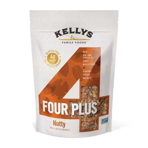 Vista 8 de Kellys Four Plus Granola Cereal Granola saludable de manzana y canela para yogur Snacks hechos a mano para el desayuno – 12 onzas