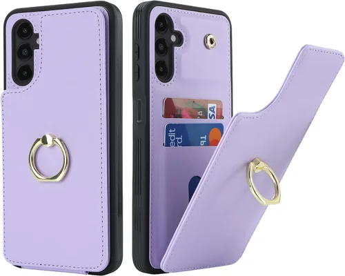 Vista 59 de Lipvina Funda para Samsung Galaxy A03s con tarjetero, Galaxy A03s Funda tipo cartera para mujer, tarjetero de crédito, soporte de anillo, fundas