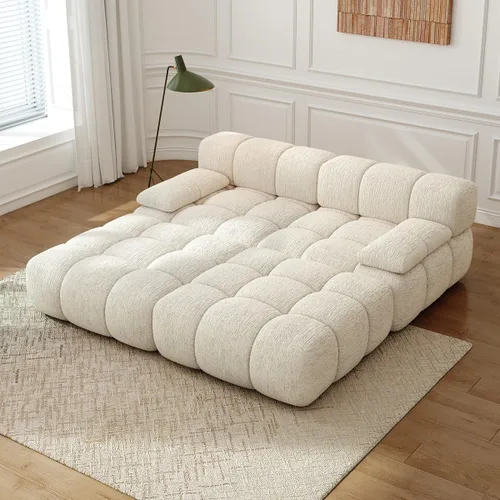Vista 17 de Settab Sofá modular de nube modular de 118.5 pulgadas con otomana móvil, sofá de pana moderno de 4 asientos, asiento profundo, sofá sin hueso