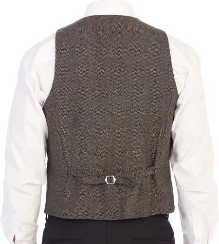 Vista 114 de Gioberti Chaleco de tweed formal de 6 botones para hombres