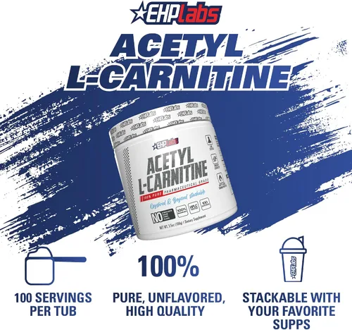 Vista 3 de EHP Labs Polvo de acetil L carnitina – Apoya la producción de energía natural, ayuda en la función saludable del cerebro, apoya la salud