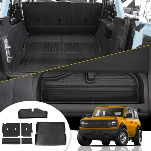 Vista 9 de Tapete de carga compatible con Ford Bronco 2021, 2022, 2023, 2024, 2025, protector de asiento trasero, forro de carga para maletero y accesorios