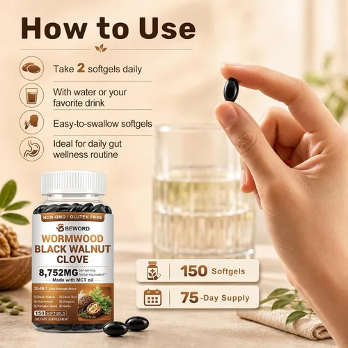 Vista 7 de 20-in-1 Wormwood Black Walnut Clove Parasite Cleanse
