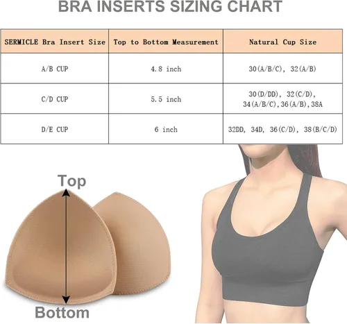 Vista 7 de SERMICLE 4 pares, almohadillas de sujetador cosidas acolchadas para sujetador deportivo AB o CD,DE Copa Beige o Negro, Blanco Opcional