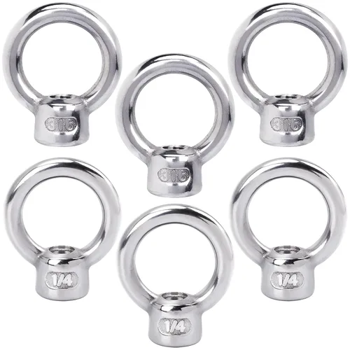 Vista 11 de PAGOW 2 piezas de acero inoxidable 316 tuerca de ojo de elevación, 1/4 "UNC de grado marino resistente, perno de ojo en forma de anillo de hardware