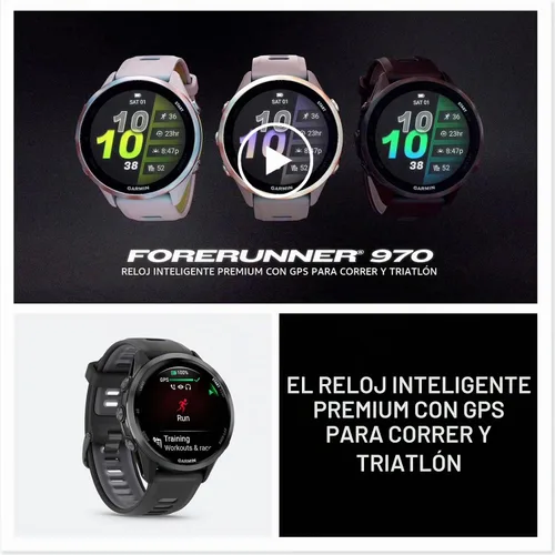 Vista 9 de Garmin® Forerunner® 970, Reloj inteligente premium para correr y triatlón con GPS, pantalla AMOLED, linterna LED incorporada, titanio DLC gris
