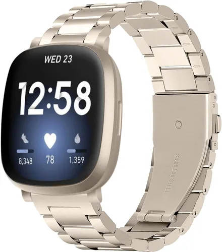 Vista 12 de Correa de acero inoxidable compatible con Fitbit Versa 4 / Fitbit Sense 2 / Fitbit Versa 3 / Fitbit Sense, correas de reloj de metal ajustables