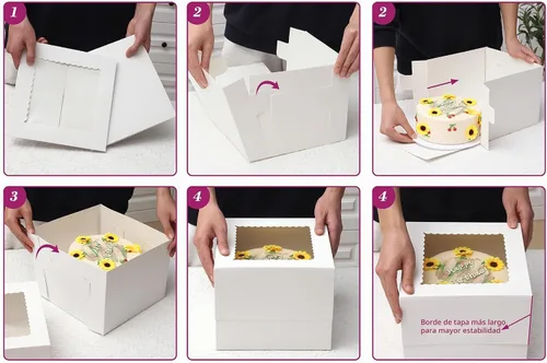 Vista 4 de Moretoes - Cajas altas para tartas de 10 x 10 x 8 pulgadas con ventana, 10 cajas para pastel