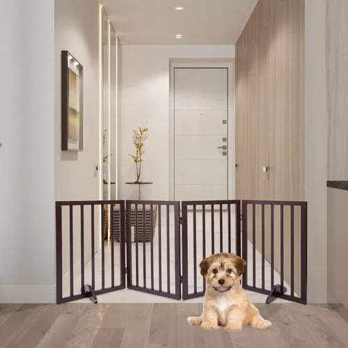 Vista 7 de Puertas plegables independientes para perros para casa, puerta de mascota para perros, puerta independiente para perros para interiores, puerta