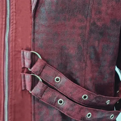 Vista 5 de Crubelon Chaqueta medieval de piel sintética para hombre, estilo gótico, victoriano