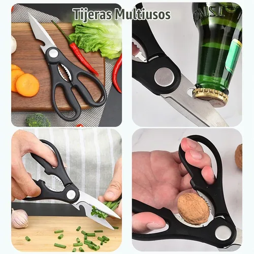Vista 5 de Magicorange Juego de cuchillos de cocina de 7 piezas, 5 cuchillos de acero inoxidable negros con fundas, tabla de cortar y un bloque de cuchillos