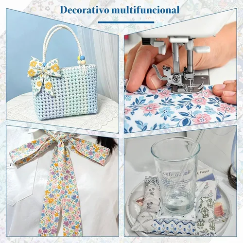 Vista 7 de 45 piezas de rollos de tela, tiras de tela precortadas para acolchar, tela de acolchado de algodón para manualidades de patchwork, algodón de tejido