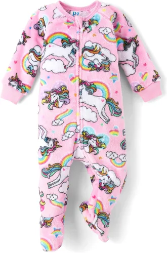 Vista 3 de The Children's Place Pijama de una pieza con pies y cremallera frontal para bebés y niños pequeños tartán acogedor