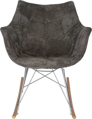 Vista 2 de LeisureMod Willow Velvet - Mecedora pequeña de terciopelo - marrón cedro, base Eiffel - Mecedora compacta para guardería, sala de estar o dormitorio