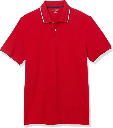 Vista 6 de Amazon Essentials Camiseta polo para hombre de manga corta y ajuste ajustado de algodón piqué Naranja Albaricoque