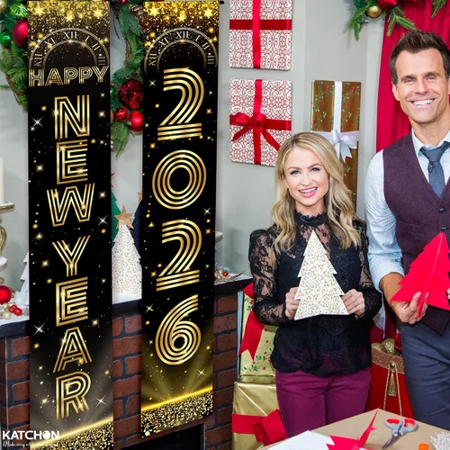 Vista 7 de KatchOn, Cartel extra grande de feliz año nuevo – 72 x 12 pulgadas Decoraciones de Año Nuevo 2026 Suministros de fiesta de Año Nuevo 2026