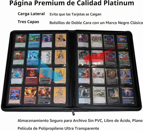 Vista 3 de Carpeta de tarjetas premium de 16 bolsillos, se adapta a tarjetas coleccionables 1408, álbum de colección de tarjetas sin anillo de carga lateral